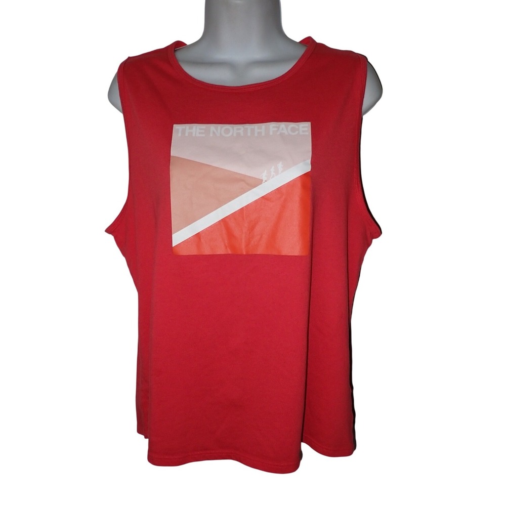 The North Face Women Red Graphic Sleeveless Tank Top Size L Gorpcore Casual Hike